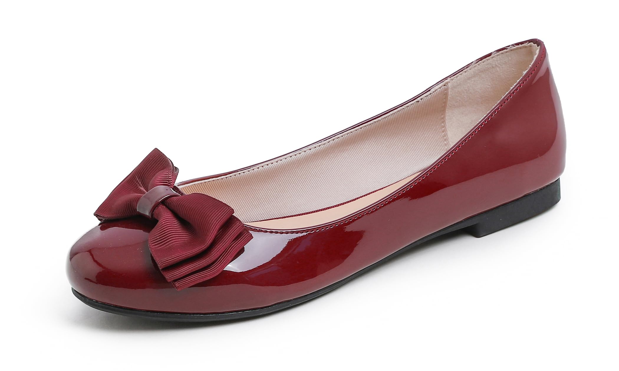 Feversole Women's Round Toe Cute Bow Trim Ballet Flats, Decorated Round Toe Ball