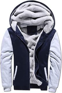 Men's Hoodie with Zip, Long Sleeve Hooded Jacket, Winter Warm Fleece Inner Sweatshirt, Plus Thick Fleece Jacket, Sweat Jacket with Hood