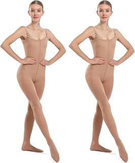 MANZI 2 Pairs 40D Full Body Dance Tights Convertible Nude Ballet Tights