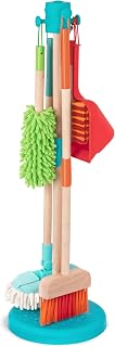 Battat Kids Cleaning Set, Sweep n' Clean Pretend Play Kit, Wooden, Playset | Cleaning toys with broom, mop, brush, dustpan, and duster for pretend housekeeping play and everyday role play, 2+ Years