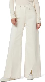 HUDSON Women's James High Rise Wide Leg Jean, Distressed Ecru, 30