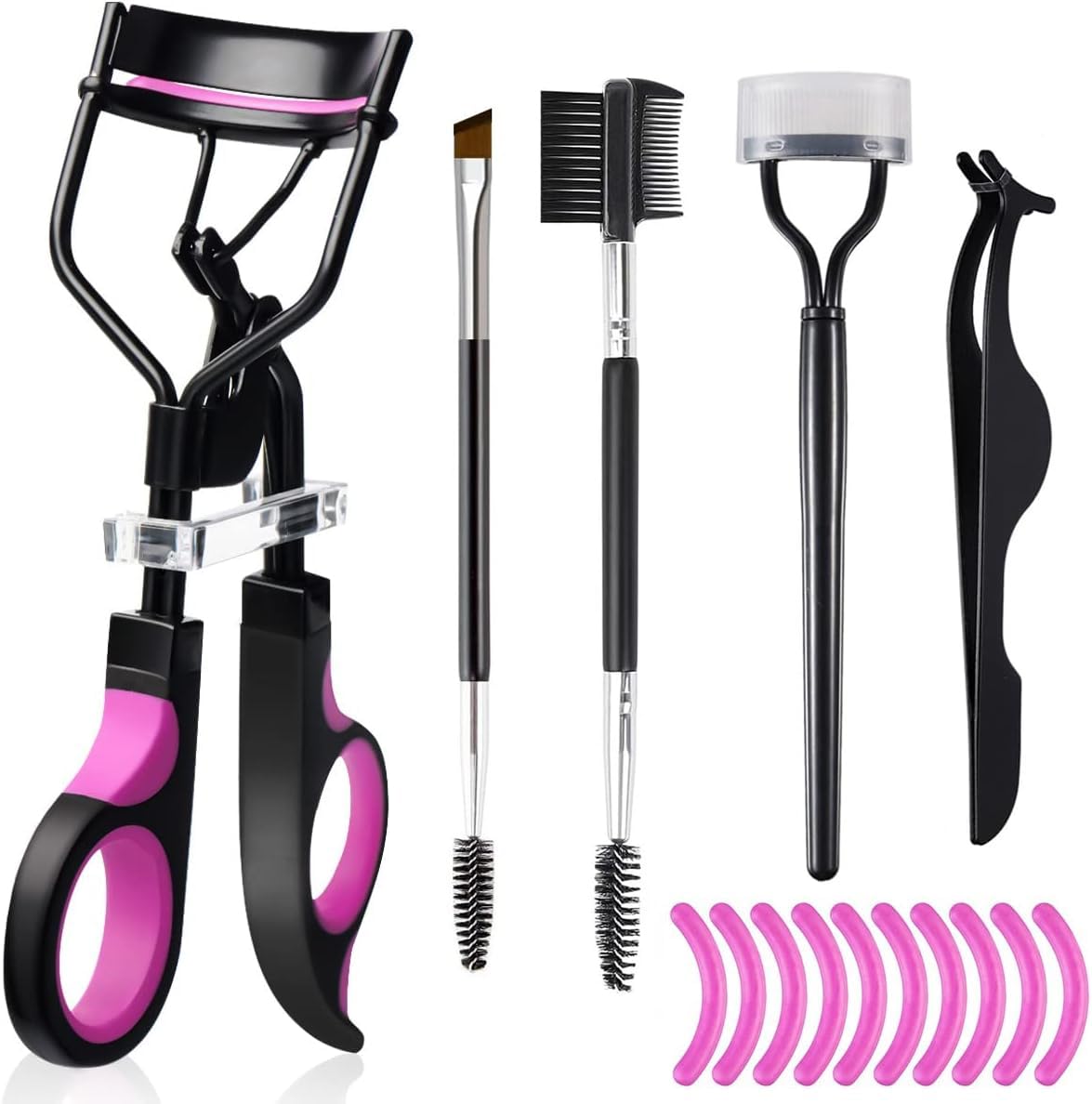 Eyelash Curler Kit for Women with W Lash Curler, Eyelash Extension Tweezers, Dua