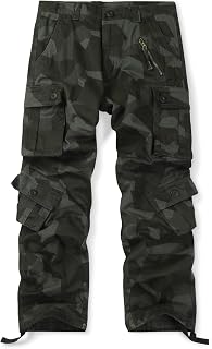 OCHENTA Men's Cotton Cargo Work Pants, Camo Tactical Casual Military Pants