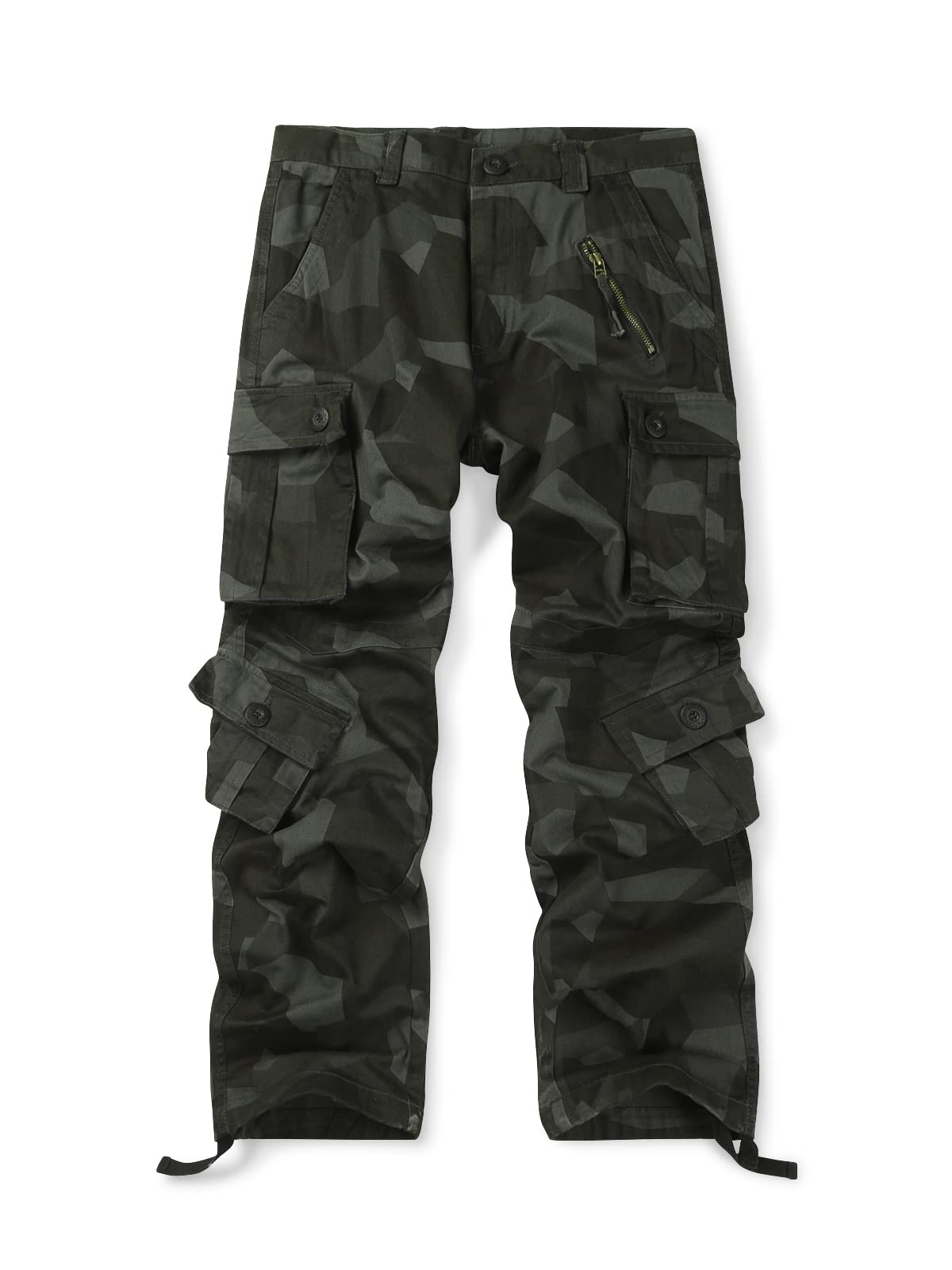 OCHENTA Men's Cotton Cargo Work Pants, Camo Tactical Casual Military Pants