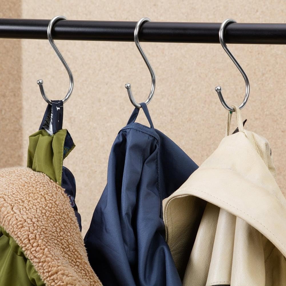 10Pcs Stainless Steel S-Shaped Hook Multi-Function Hanging Hooks Kitchen Bathroo