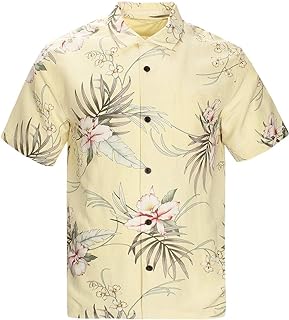 Men's Hawaiian Floral Shirts Silk and Linen Button Down Casual Tropical Holiday Beach Shirts