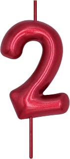 DERVENTA Red Number 2 Candle 2.36 Inch Party Cake Decoration