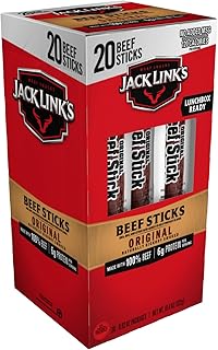 Jack Link's Original Beef Jerky Sticks - 0.92 oz (20 Pack) | Made with 100% Real Beef - Ready to Eat Real Meat Protein Snacks - 5g Protein per Serving - Meat Stick