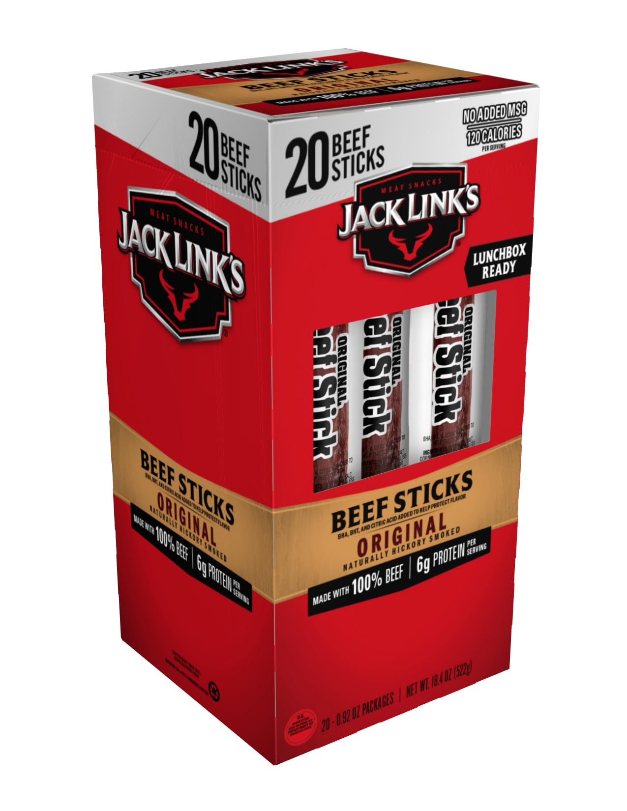 Jack Link's Original Beef Jerky Sticks - 0.92 oz (20 Pack) | Made with 100% Real