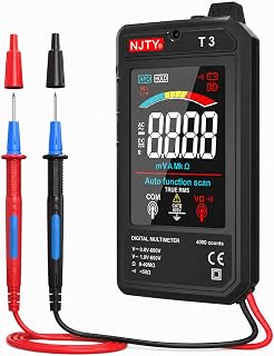 NJTY T3 Smart Digital Multimeter, Ultra-Thin Rechargeable Voltmeter with 3.2" Color LCD, Auto-Ranging 600V AC/DC Tester for Resistance NCV Live Wire Detection