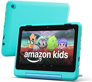 Amazon Fire HD 8 Kids Pro tablet, ages 6-12. Bright 8" HD screen, includes ad-free content, parental controls, 13-hr battery, slim case for older kids, 64GB, Hello Teal, (2024 release)