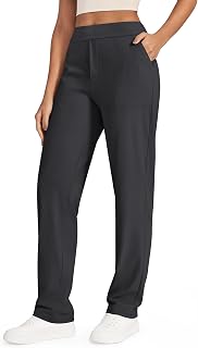 G4Free ShiftReady Yoga Pants for Women Straight Leg Dress Stretch Ladies Work Trousers with Pockets High Waist Business Casual Pull On Smart Trousers