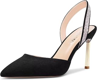 Castamere Women's Stiletto High Heel Pointed Toe Slingback Slip-on Diamond Crystal 8.5 CM Heels