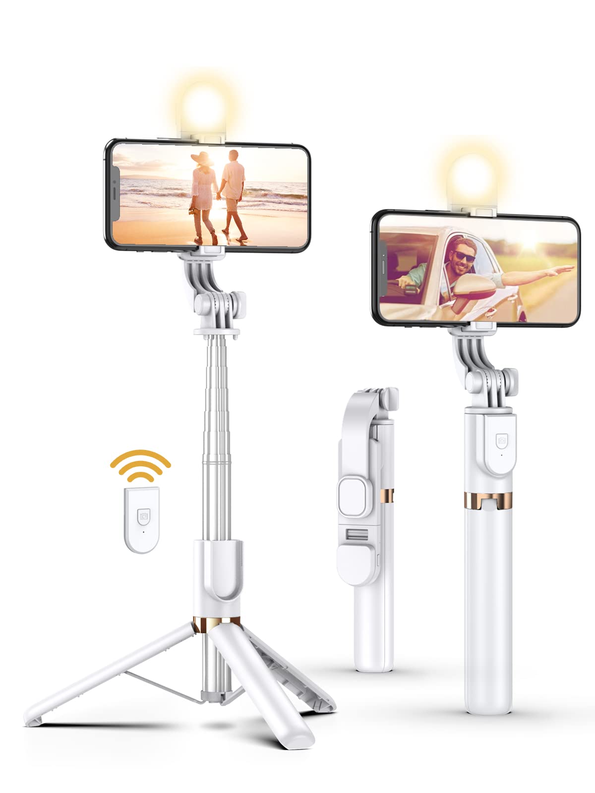 Selfie Stick Tripod with Wireless Remote, 46'' Cellphone Selfie Stick Tripod wit