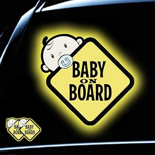 TIPSANGGO Baby On Board Sticker for Cars 2Pack Safety Car Signs for Bumpers | Baby in Car 5.1Inch High Intensity Reflective Waterproof Vinyl, Fit Rear, Side Windows &amp; Bumpers for Car Safety