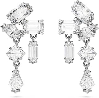 Swarovski Mesmera drop earrings, Mixed cuts, White, Rhodium Finished
