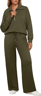 GRECERELLE Tracksuit Womens Full Set Autumn Lounge Wear Sets for Women Activewear Two Piece Outfits Long Sleeve Half Zip Casual Pullover Tops and Jogging Bottoms with Pockets