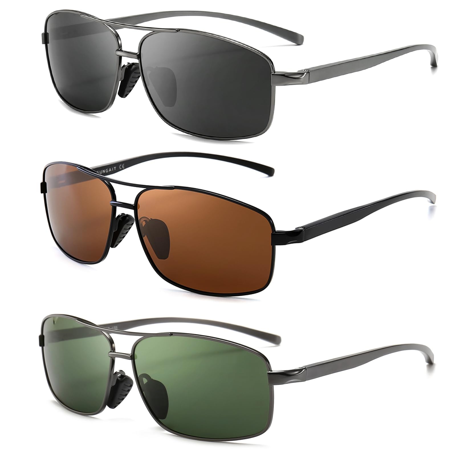 SUNGAIT Ultra Lightweight Rectangular Polarized Sunglasses Men UV400 Protection