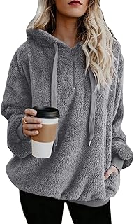 ReachMe Womens Oversized Sherpa Hoodie Pullover Fleece Sweatshirt