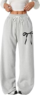 Verdusa Girl's Bow Baggy Sweatpants Wide Leg Athletic Pants with Pockets