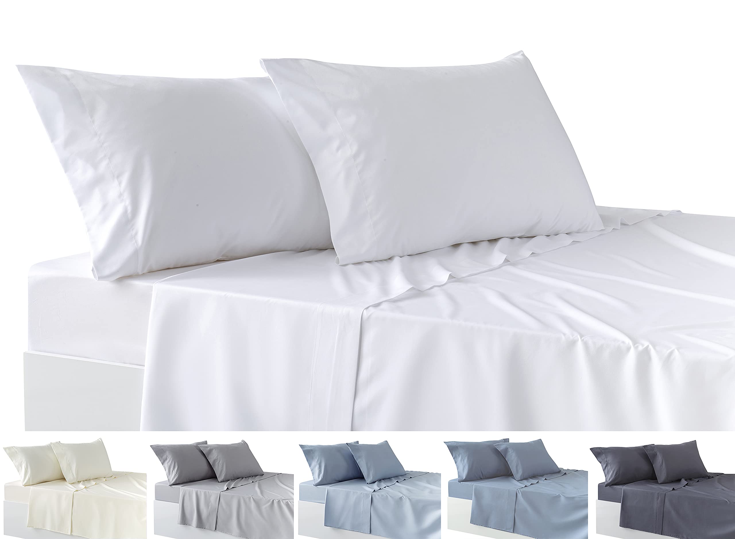 Todocama 4-Piece Bedding Set – Fitted Sheet – Top Sheet – Two Pillowcases 50 x 8