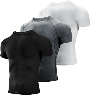 Niksa Men's Compression Shirt, Running Shirt, Short Sleeve with Underarm Mesh, Short Sleeve, Functional Shirt, Breathable Sports Shirt, Men for Running, Workout, Fitness