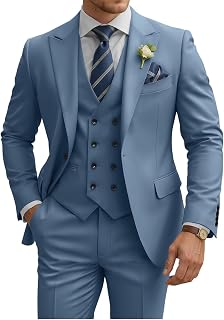 Mens 3 Piece Suit Slim Fit Double Breasted Wedding Suit Prom Formal Tuxedo Business Dinner