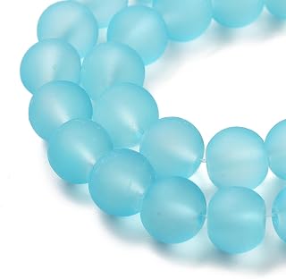 80 Pieces 10mm Frosted Round Glass Beads for Jewelry Making, Matte Glass, Crystal Spacers for DIY Bracelets, Necklaces, Earrings, Crafts, Light Sky Blue