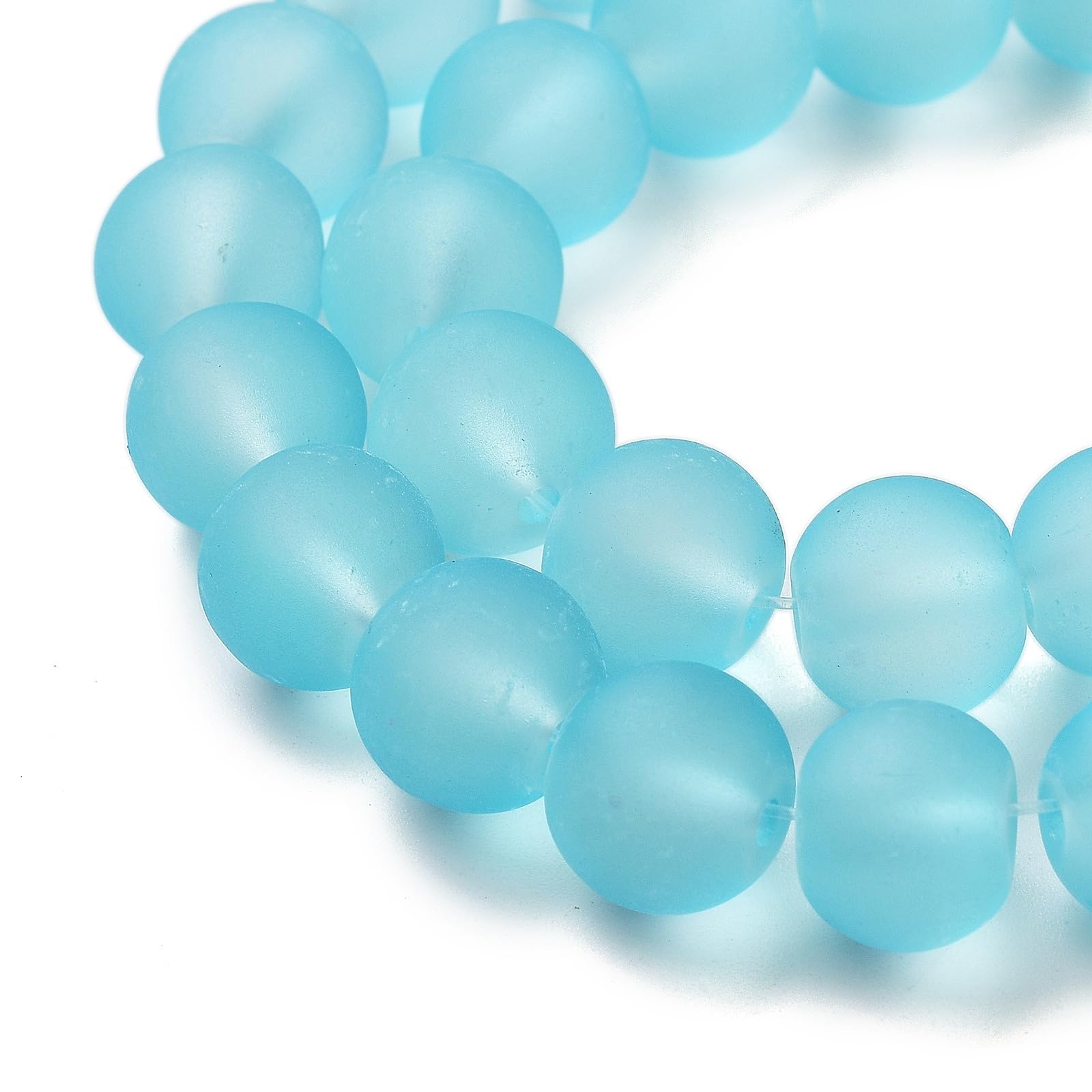 80 Pieces 10mm Frosted Round Glass Beads for Jewelry Making, Matte Glass, Crysta