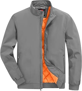 BGOWATU Men's Jacket Insulated Fall Winter jacket Zip Up Windproof Quilted Bomber Jackets Casual Warm Padded Coats