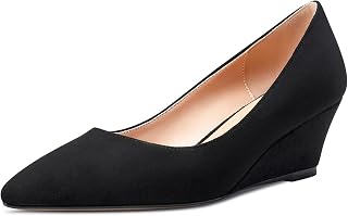 Aachcol Women's Medium Wedge Heel Pointed Toe Pumps Slip-On Wedding Party Shoes 5 cm