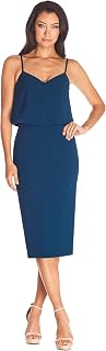 Dress the Population Women's Blouson Tank Pencil Skirt Midi Dress