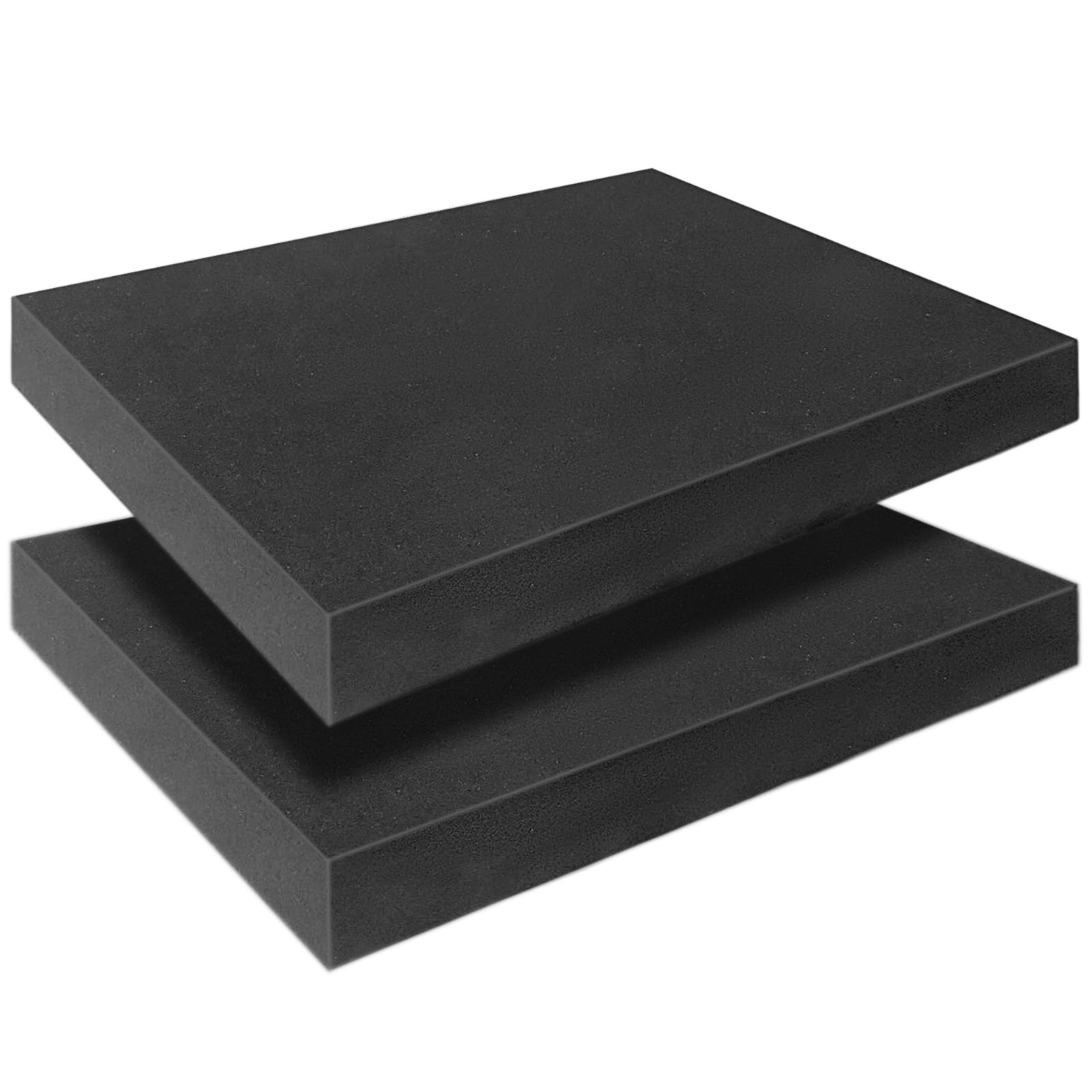 Black Polyurethane Foam Inserts for Cases, 2 Pcs 16 x 12 x 2 Inch, Cuttable Pack