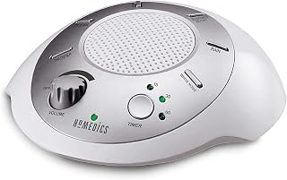 Homedics SoundSleep White Noise Sound Machine, Silver | Small Travel Size with 6 Relaxing Nature Sounds, Portable Therapy for Home, Office, Nursery, Auto-Off Timer