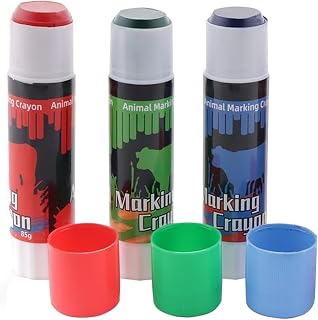 3Pack Livestock Marker, Farming Livestock Marking Tools Paint Accessorie for Pig Cattle Cow Sheep Horse Donkey Large Animal Crayons, Water Proof, Animal Skin Marking