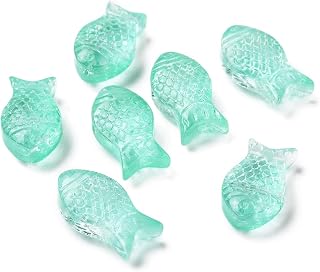 50pcs Fish Beads Transparent Spray Painted Glass Ocean Animal Spacer Beads Crystal Fish Beads for DIY Bracelets Earrings Necklace