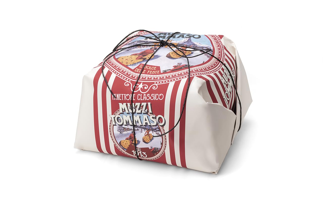 Panettone Tommaso Muzzi Traditional recipe with candied fruit and raisins, Made 