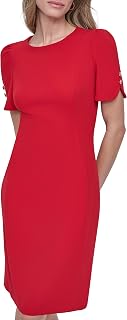DKNY Women's Short Sleeve Jewel Neck Sheath Dress