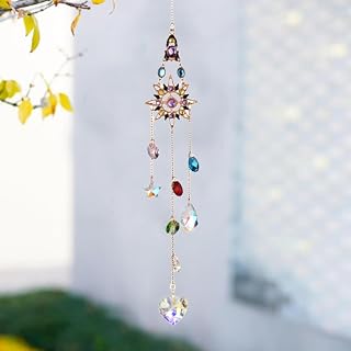 Suncatcher Crystal Hanging Pendant with Faceted Window Pendant Luminous Reflection Rainbow Charm Home Decor