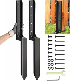 2 Pack Fence Post Repair Spike, Heavy Duty Steel Fence Post Support & Kit | 31.5"Metal Ground Stakes for Repair Tilted or Broken Wooden Fence Posts, Rustproof H-Shape Steel for Garden Yard Gate Repairs