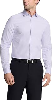 Calvin Klein Men's Dress Shirt Slim Fit Non Iron Stretch Solid, Soft Lilac, Large