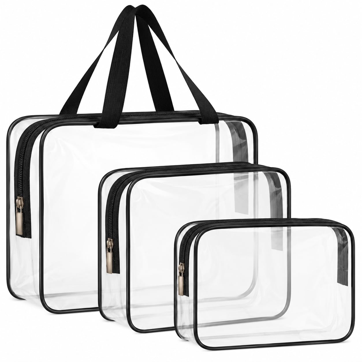 iMaMa Clear Travel Bags, 3 Pack Makeup and Toiletry Organiser Set | Transparent 