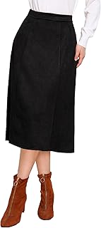 Allegra K Faux Suede Midi Skirt for Women's Casual Fall Winter A Line Skirt