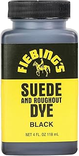 Fiebing's Black Suede Dye (4 oz) - Recolor, Brighten & Restore Suede & Roughout Leather Shoes, Furniture, Purse - Includes Wool Dauber for Easy Application - Flexible When Dry, Won't Crack or Peel