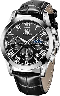OLEVS Mens Watches Brown Leather Gold Case Analog Quartz Fashion Business Day Date Luminous Waterproof Casual Watches for Men