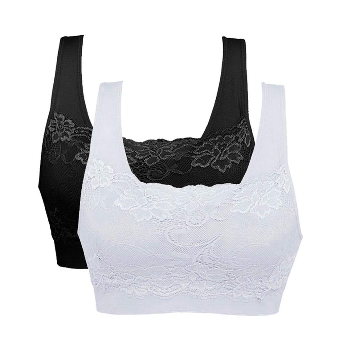 Litthing Women's Sports Bras Padded Lace Without Underwire Seams