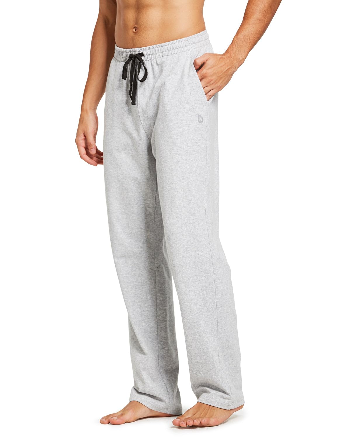 baleaf Men's Cotton Sweatpants Open Bottom Lounge Pants with 2 Side Pockets