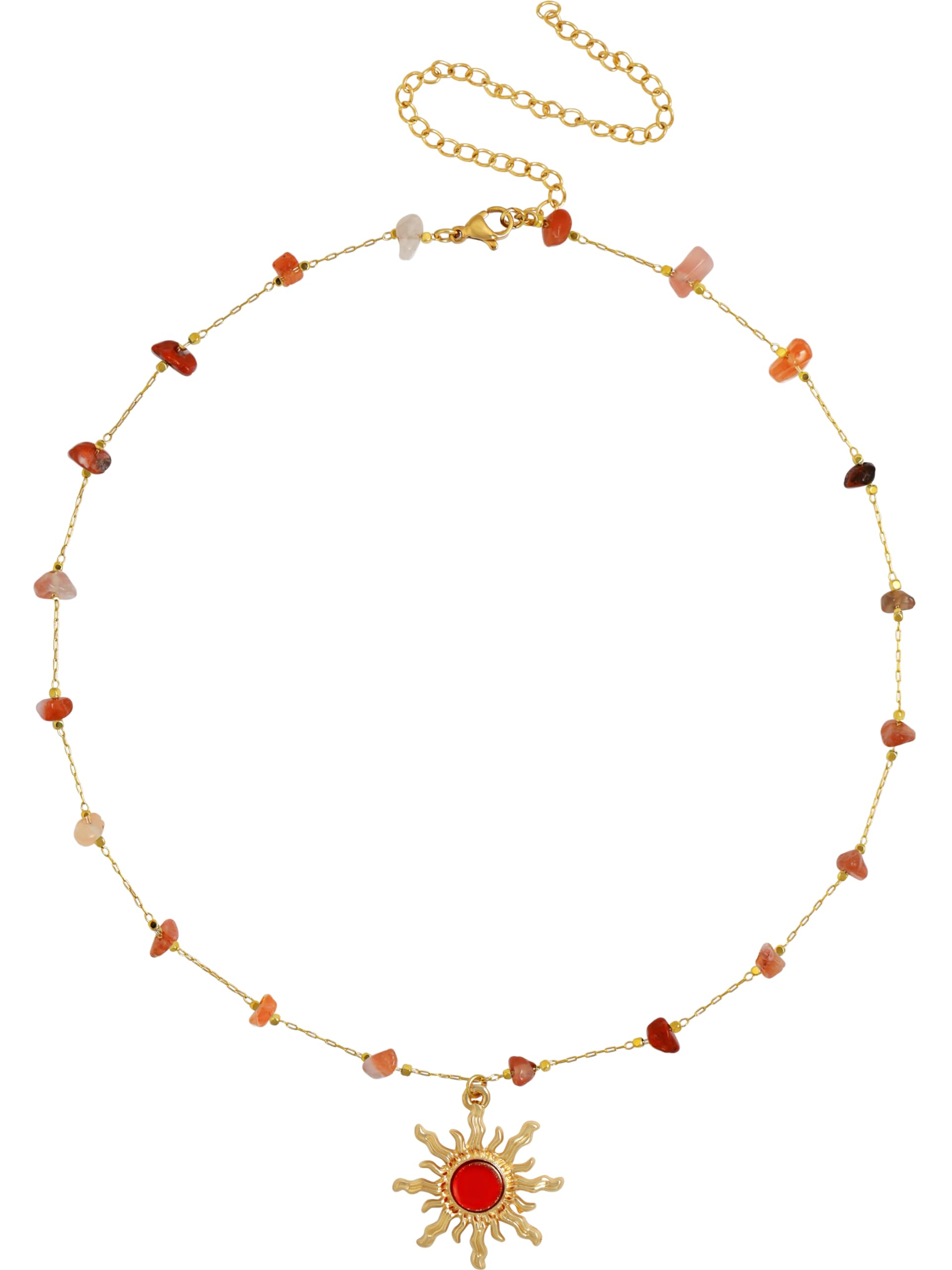 Sacina Sun Choker Necklace, Natural Crystal Necklace, Boho Hippie Jewelry, Chris