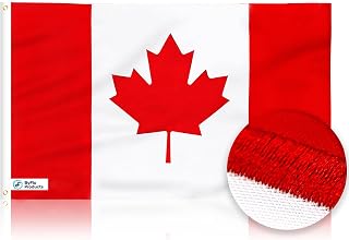 ByFloProducts Premium Canada Flag 3x5, Canadian, Outdoor Heavy Duty, Nylon | Embroidered maple leaf, quadruple stitched, durable, vivid colors, brass grommets, indoor/outdoor display.