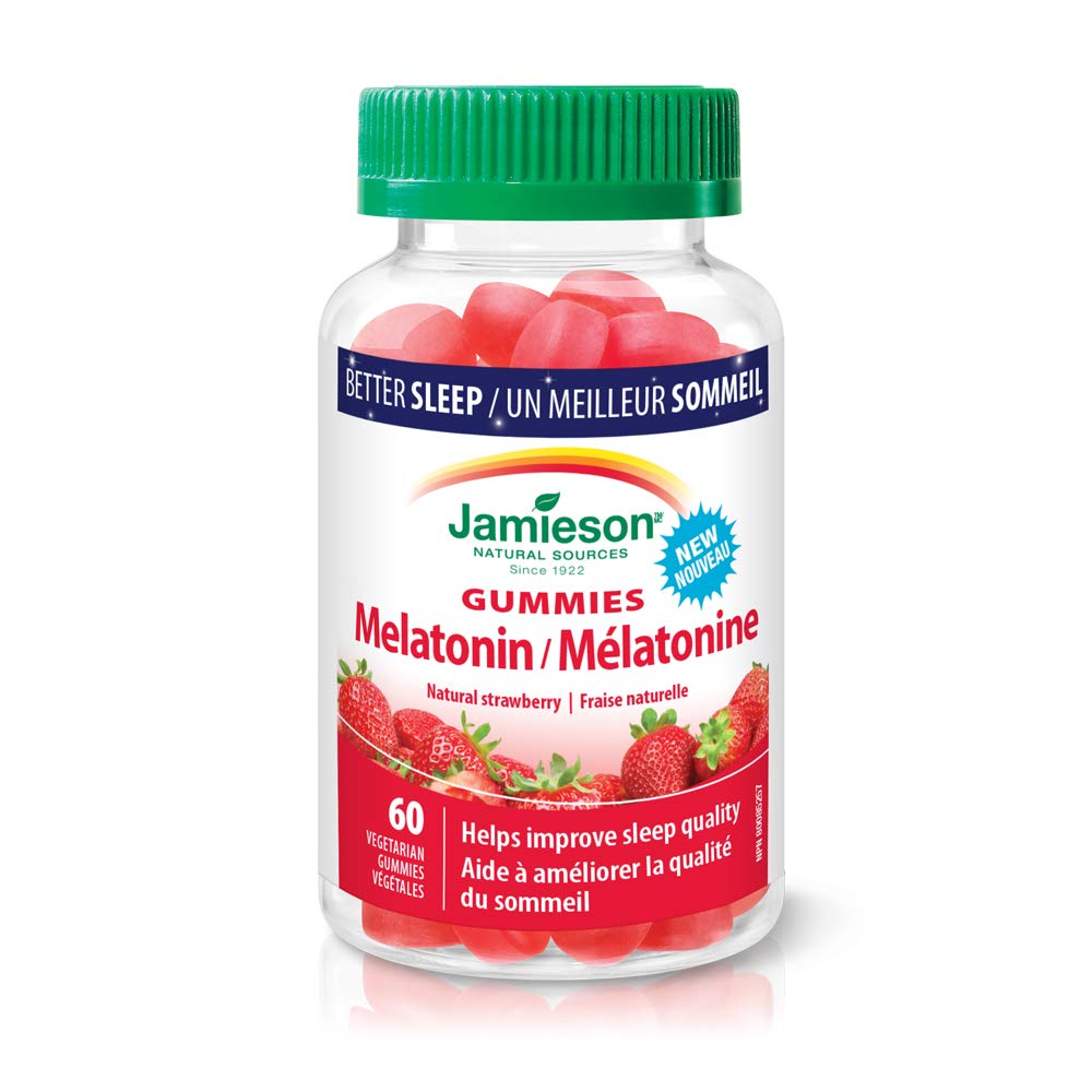 Jamieson Melatonin 2.5 mg Gummies Natural Strawberry Flavour, Improves Sleep Qua